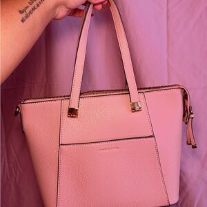 Pink Leather Tote Bag